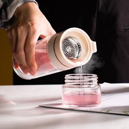 Premium Double Wall Glass Water Bottle with Tea Infuser and Leakproof Design